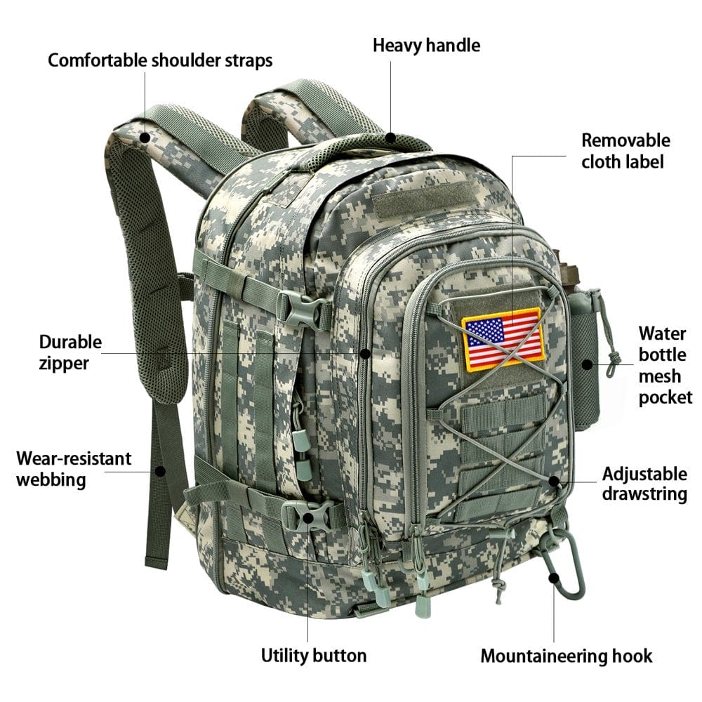 Hommtina 50L Tactical Backpack Assault Pack Hunting Backpacks for Men Women (ACU)