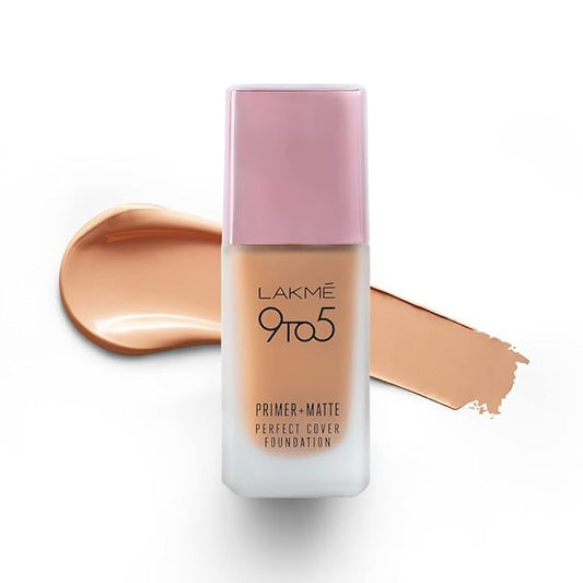 Lakmé 9To5 Primer + Matte Perfect Cover Foundation, W160 Warm Sand - 25 ml