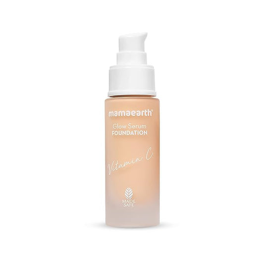 Mamaearth Glow Serum Foundation Lotion with Vitamin C & Turmeric for 12-Hour Long Stay - 01 Ivory Glow - 30 ml Dewy Finish