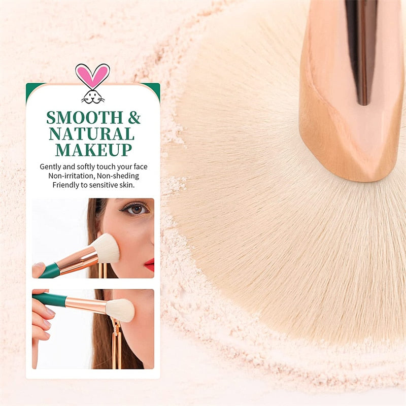 DUcare Makeup Brushes Set Green 13pcs Makeup Brush With Bag Foundation Powder Eyeshadow Eyelash Lip Cosmetic Make Up Brush Tools