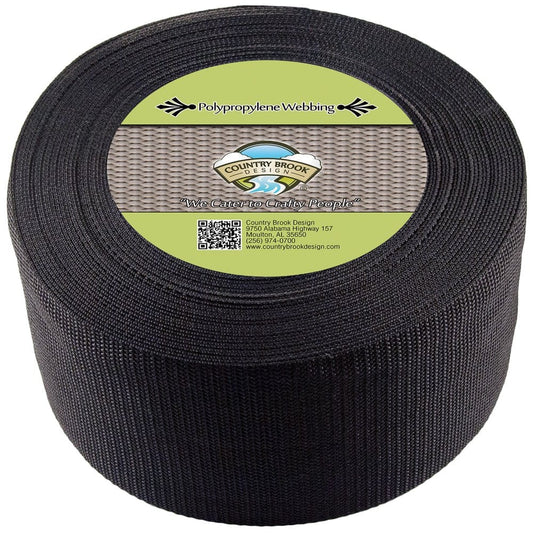 Country Brook Design® 4 Inch Black Heavy Polypro Webbing, 25 Yards